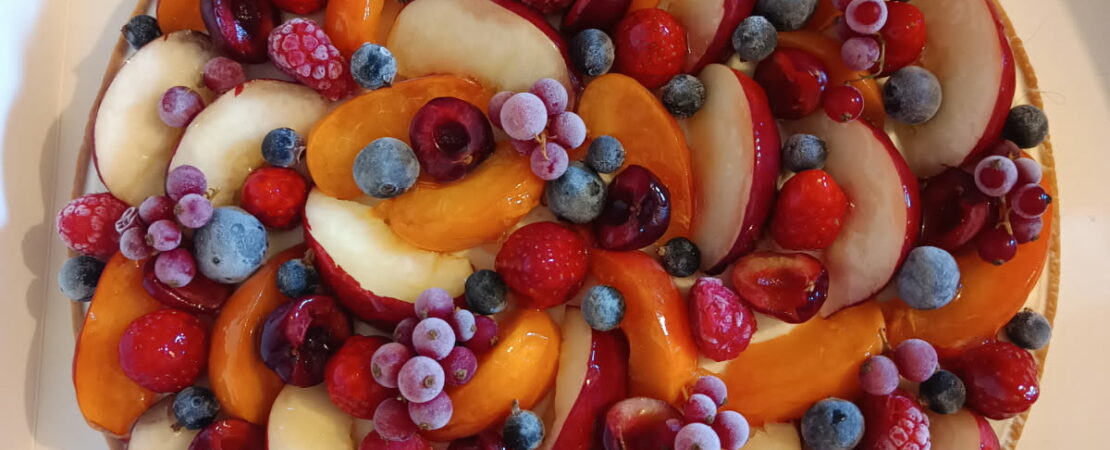 tarte fruits été pomme, abricot groseilles cassis myrtille framboise fraise